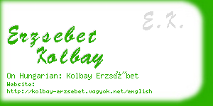 erzsebet kolbay business card